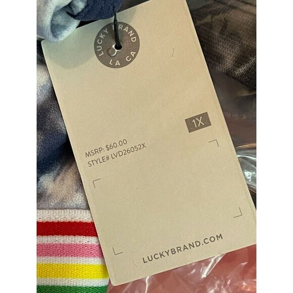 Lucky Brand +1X Tie-Dye-White Removable Pads Rainbow Striped Comfort Bras-2-Pk - Picture 10 of 10